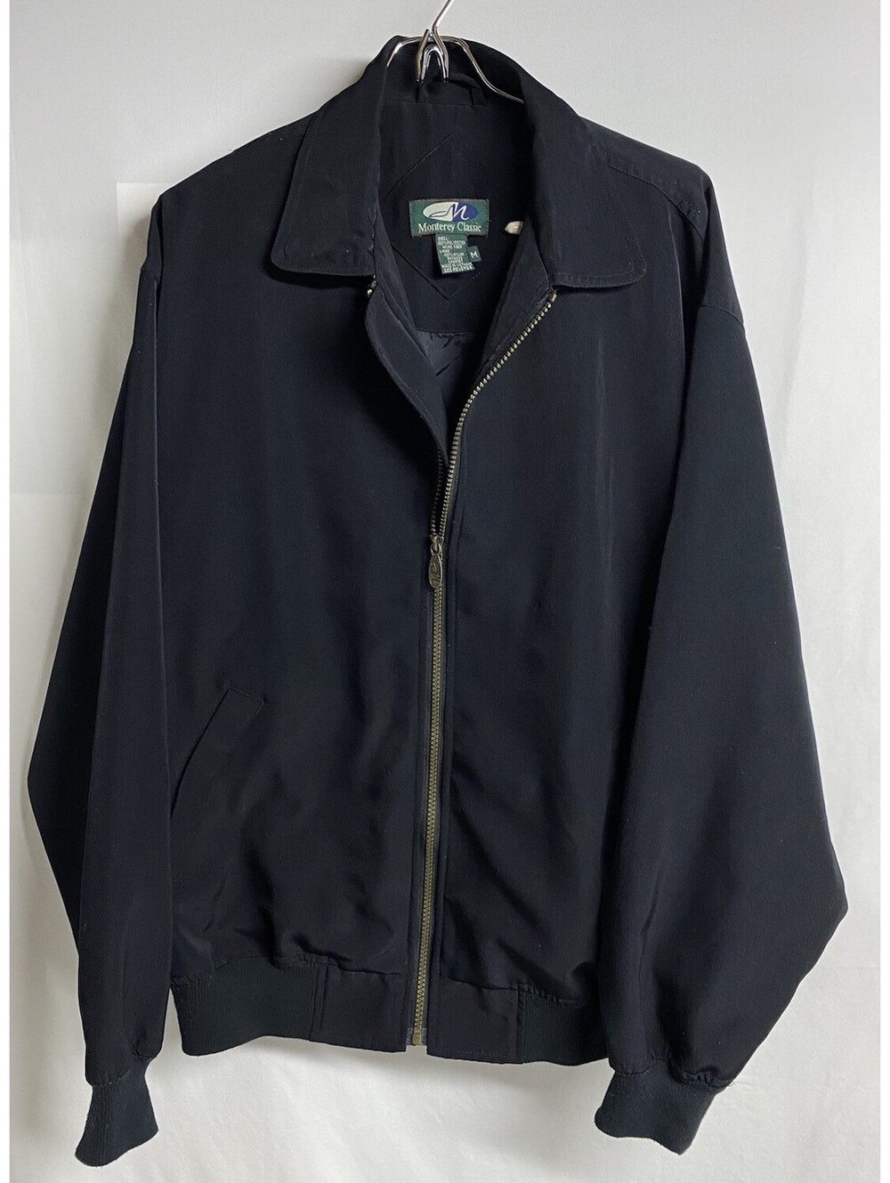 Vintage Monterey Club Men's Black Zip Up Bomber Jacket Size Medium "Irondequoit"